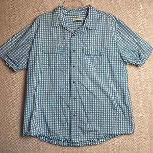 Magellan Sportswear Blue White Gingham Short Sleeve Men’s Button-Up Size XL*
